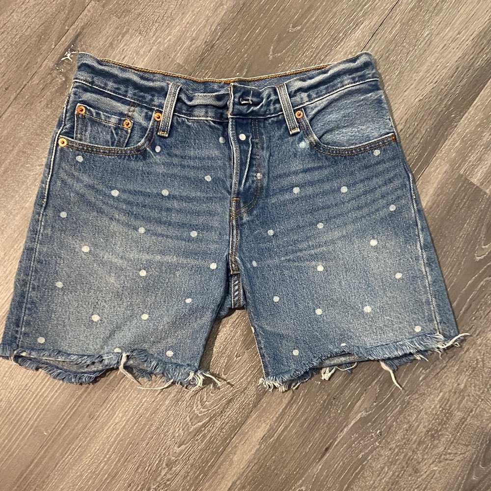 Levi's Blue Jean Shorts with White Polka Dots